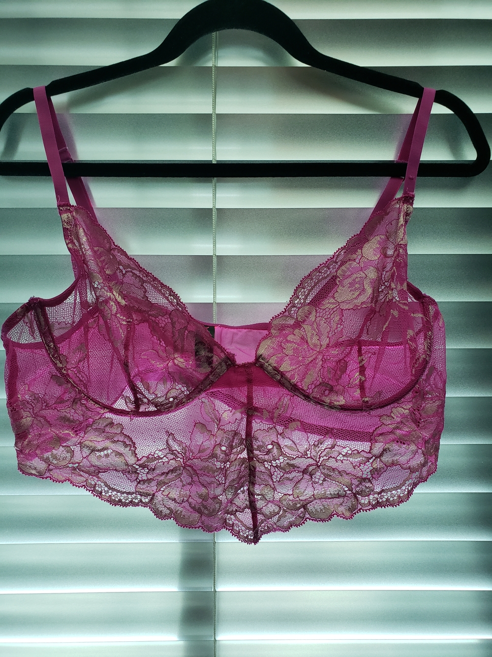 La SENZA Hot Pink Floral Lace Longline Bra
